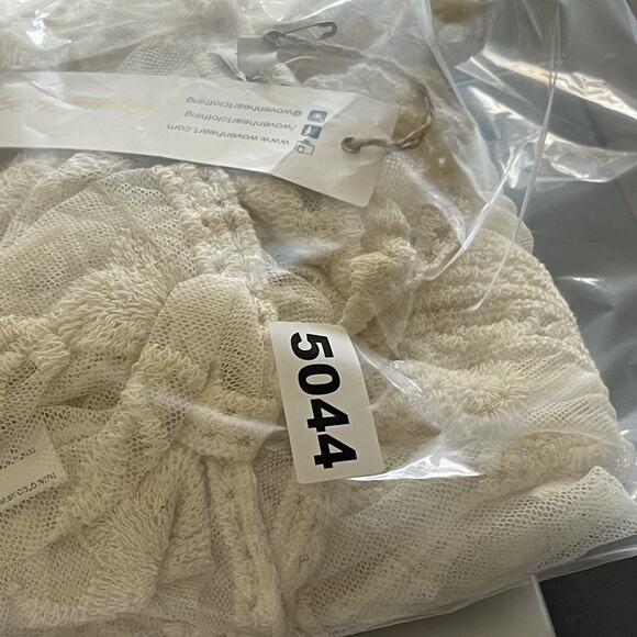 Woven Heart Lace Boho Dress Womens Medium Ivory Sheer Mesh Embroidered Fairy NEW - Picture 15 of 15